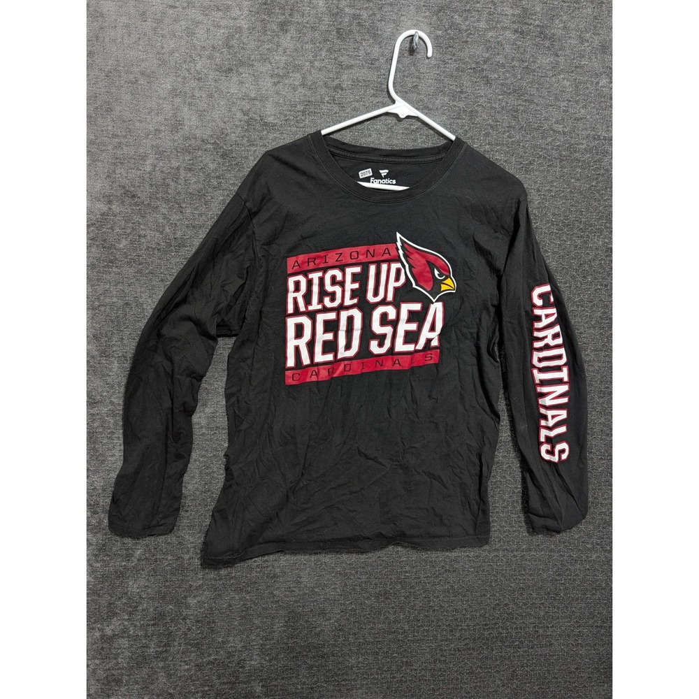 Fanatics Arizona Cardinals Rise Up Red Sea Black Long Sleeve Graphic Tee Large